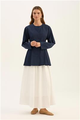 Bisiklet Yaka Gömlek Lacivert