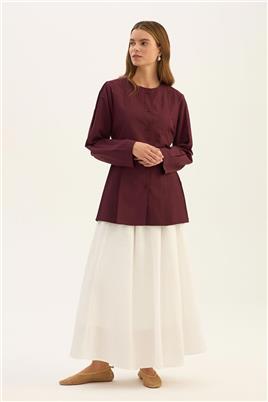 Bisiklet Yaka Gömlek Bordo