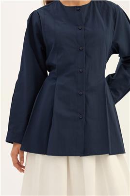 Bisiklet Yaka Gömlek Lacivert