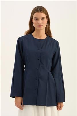 Bisiklet Yaka Gömlek Lacivert