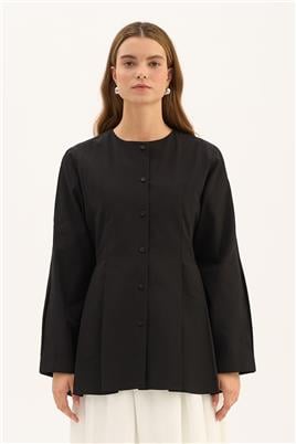 Bisiklet Yaka Gömlek Siyah