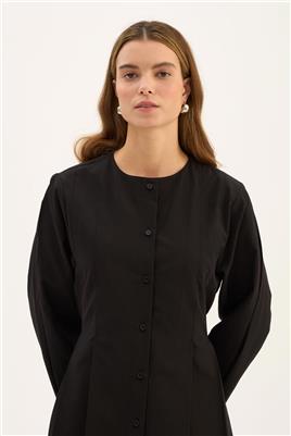 Bisiklet Yaka Gömlek Siyah