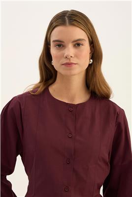 Bisiklet Yaka Gömlek Bordo