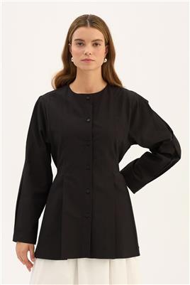 Bisiklet Yaka Gömlek Siyah