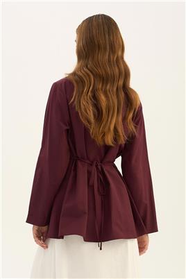 Bisiklet Yaka Gömlek Bordo