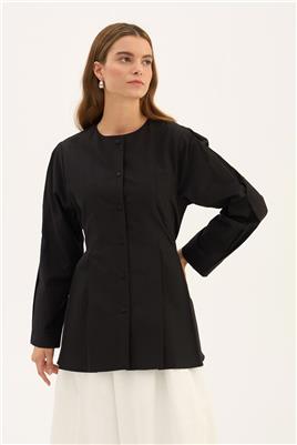 Bisiklet Yaka Gömlek Siyah