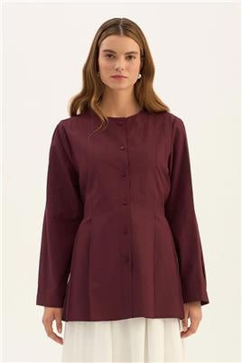 Bisiklet Yaka Gömlek Bordo