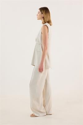 Biye Detaylı Yelek Naturel