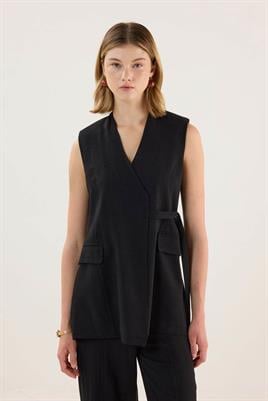 Biye Detaylı Yelek Siyah