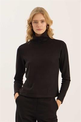 Boğazlı Triko Body Siyah