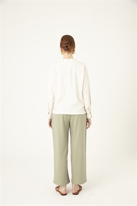 Bol Paça Keten Pantolon Haki