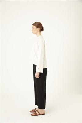 Bol Paça Keten Pantolon Siyah