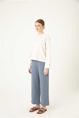 Bol Paça Keten Pantolon İndigo