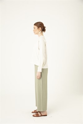 Bol Paça Keten Pantolon Haki