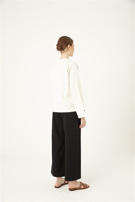 Bol Paça Keten Pantolon Siyah