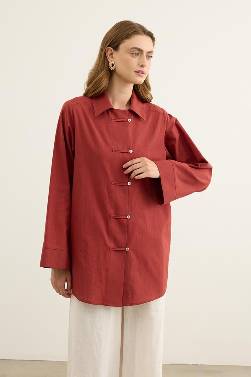 Britli %100 Pamuk Gömlek Kiremit