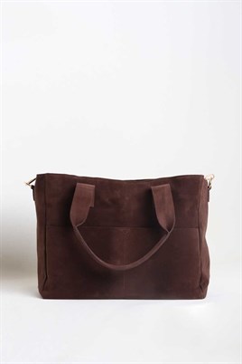 Büyük Süet Çanta Acı kahve
