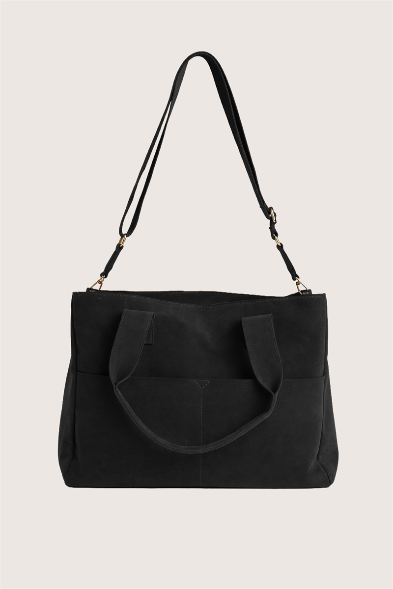 Büyük Süet Çanta Siyah