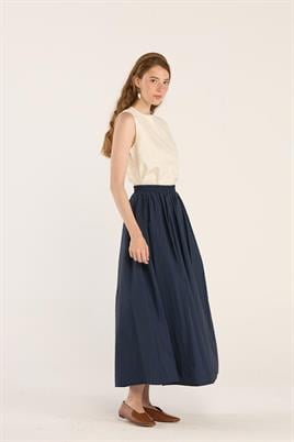 Büzgülü Etek Lacivert