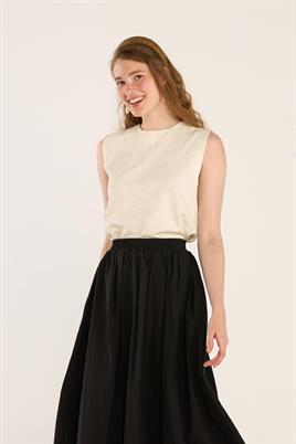 Büzgülü Etek Siyah