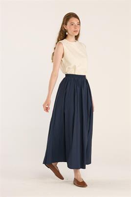 Büzgülü Etek Lacivert