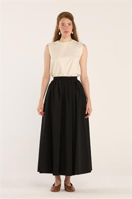 Büzgülü Etek Siyah