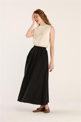 Büzgülü Etek Siyah