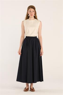 Büzgülü Etek Koyu Lacivert