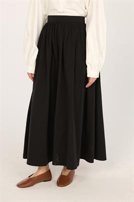 Büzgülü Paraşüt Etek Siyah