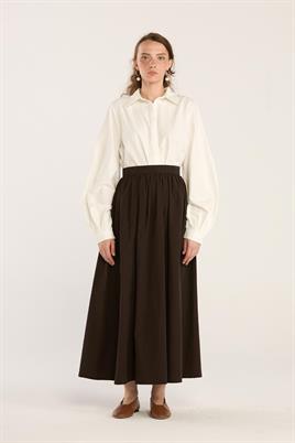 Büzgülü Paraşüt Etek Acı kahve