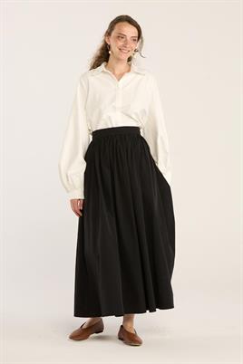 Büzgülü Paraşüt Etek Siyah