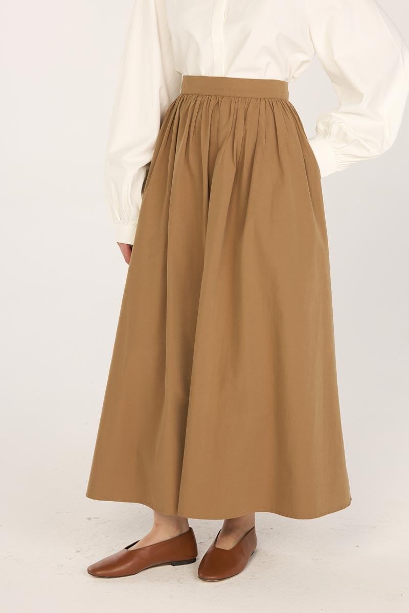 Büzgülü Paraşüt Etek Camel