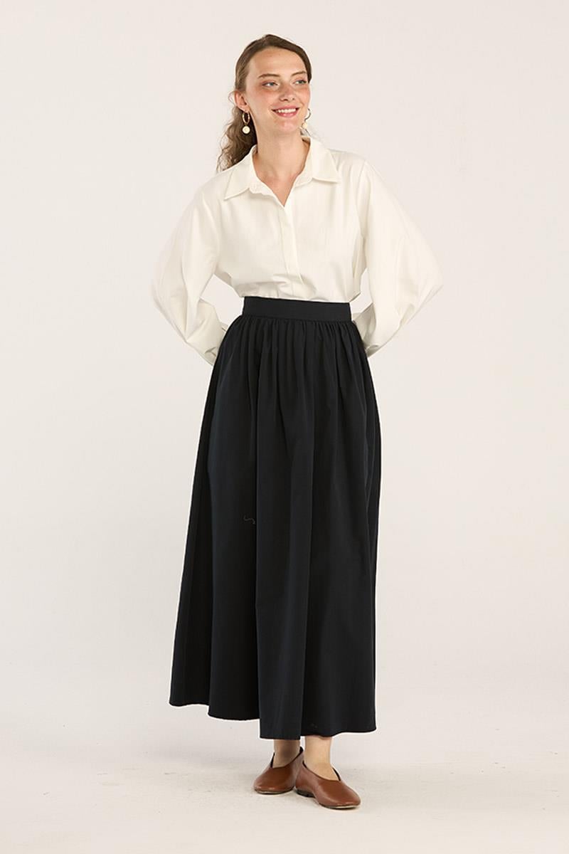 Büzgülü Paraşüt Etek Lacivert