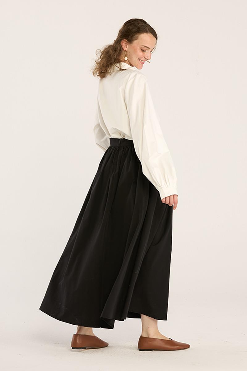 Büzgülü Paraşüt Etek Siyah