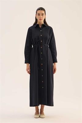 Çan Kesim Gömlek Elbise Lacivert