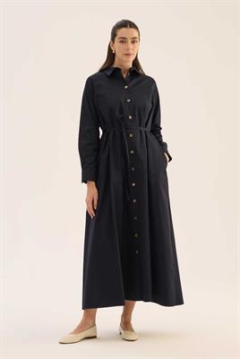 Çan Kesim Gömlek Elbise Lacivert