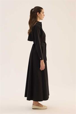 Çan Kesim Gömlek Elbise Siyah