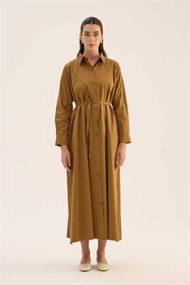 Çan Kesim Gömlek Elbise Camel