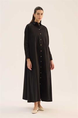 Çan Kesim Gömlek Elbise Siyah