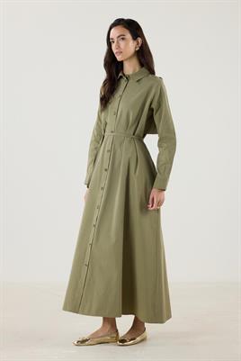 Çan Kesim Gömlek Elbise Haki