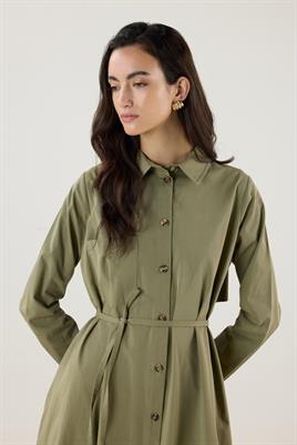 Çan Kesim Gömlek Elbise Haki