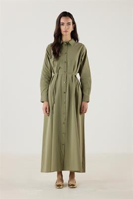 Çan Kesim Gömlek Elbise Haki