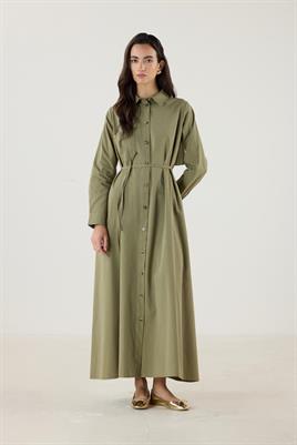 Çan Kesim Gömlek Elbise Haki