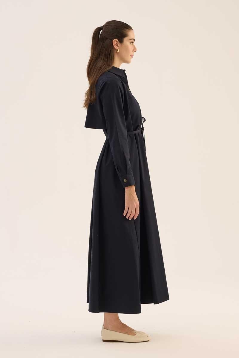 Çan Kesim Gömlek Elbise Siyah