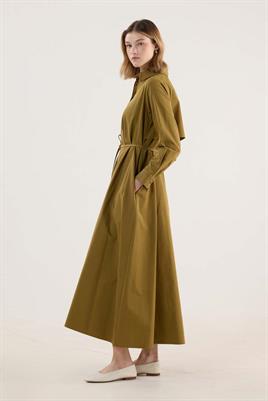 Çan Kesim Gömlek Elbise Zeytin Yeşili