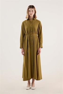 Çan Kesim Gömlek Elbise Zeytin Yeşili