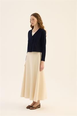 Çapraz Düğmeli Kısa Hırka Lacivert