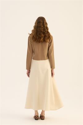 Çapraz Düğmeli Kısa Hırka Camel