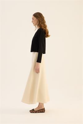 Çapraz Düğmeli Kısa Hırka Siyah