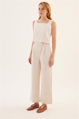 Çapraz Kapama Pantolon Ekru